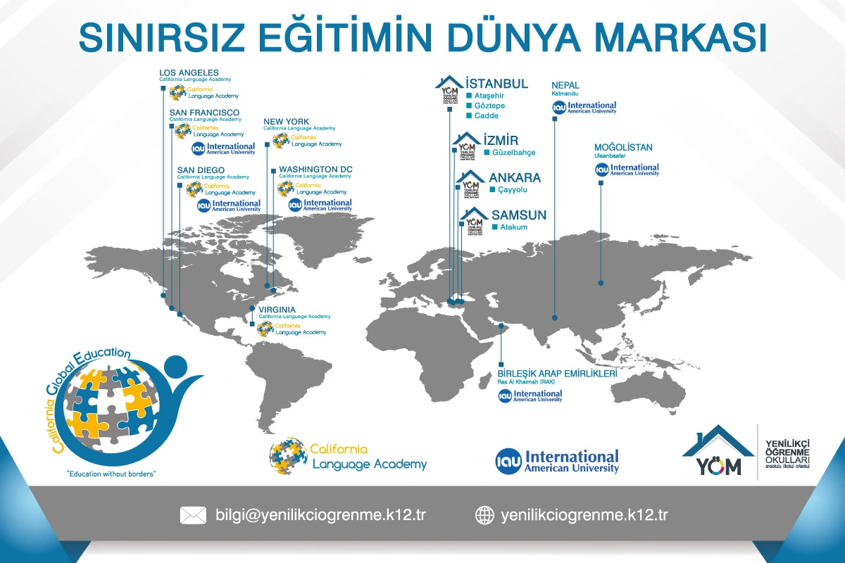 Global campus map for California Global Education, inspired by the concept of education without borders.