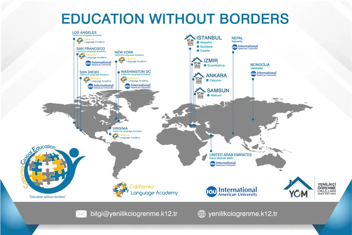 Global campus map for California Global Education, inspired by the concept of education without borders.